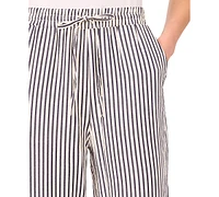 CeCe Women's Elastic-Waist Pull-On Striped Pants