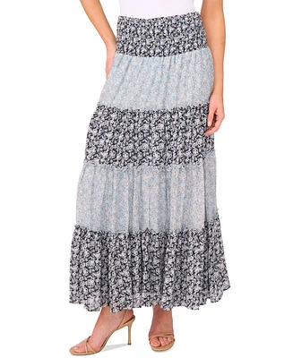 CeCe Women's Tiered Smock Waist Maxi Skirt
