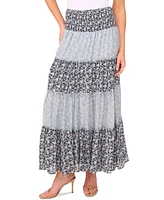 CeCe Women's Tiered Smock Waist Maxi Skirt