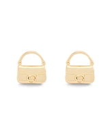 Coach Gold Signature Handbag Stud Earrings