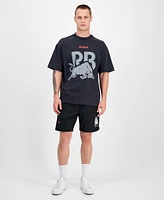 Hugo Boss Men's Washed Fanwear Oversized Short Sleeve Crewneck Bull Graphic T-Shirt