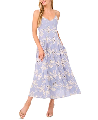 CeCe Women's Maxi A-Line Embroidered Dress