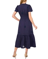 CeCe Women's Short-Sleeve V-Neck Midi Dress