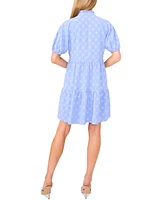 CeCe Women's Printed Puff-Sleeve Baby Doll Dress