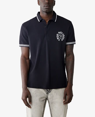 True Religion Men's Short Sleeve Buddha Face Polo Shirt