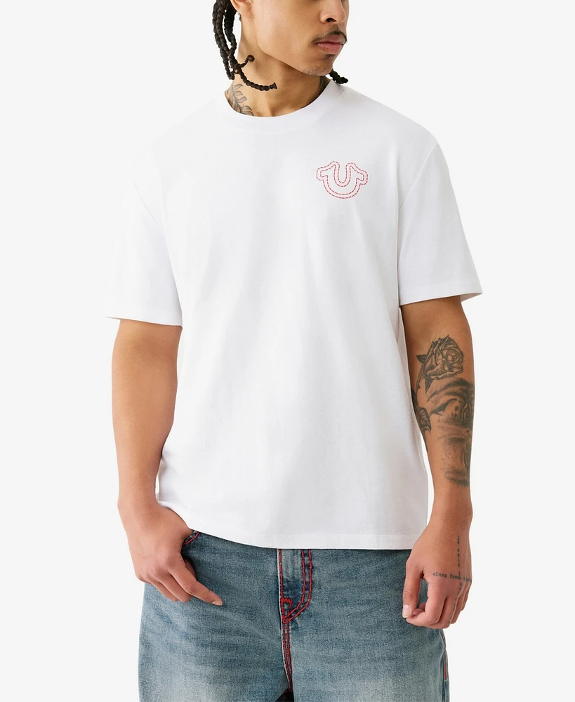 True Religion Men's Short Sleeve Puff Stitch T-Shirt
