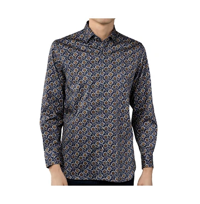 Luchiano Visconti Men's Navy Multicolor Floral shirt