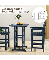30 Inch Square Bar Table Dining Table with Slatted Tabletop for Poolside