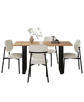5-Pc Dining Set: Upholstered Chairs & Wood Table