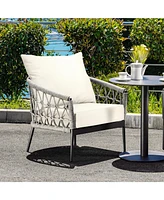 Deep Seat Chair Cushion Pads Set with Rope Belts for Indoor and Outdoor-Beige