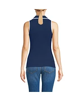 Lands' End Women's Drapey Rib Sleeveless Johnny Collar Polo Shirt