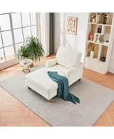 Modern Mid-Century Indoor Oversized Chaise Lounger Comfort Sleeper Sofa with Soild Wood Legs