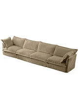 Camel Corduroy Slipcovered 4-Seater Sofa