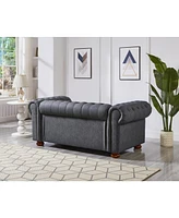 Classic Chesterfield Sofa Loveseat for Living Room Grey Faux Leather