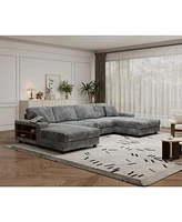 Convertible Corduroy Sofa, Large 4 Seat, Living Room Chair, Dark Grey