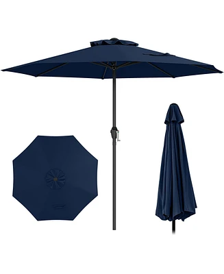 Outdoor Heavy Duty Market Umbrella with Crank Handle and 8 Sturdy Ribs