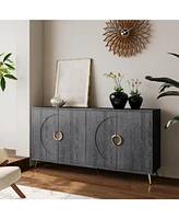 Modern Lacquered 4 Door Wooden Cabinet Sideboard Buffet Server Cabinet Storage Cabinet, for Living Room, Entryway, Hallway, Office, Kitchen and Dining