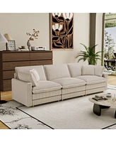 Beige Modular Sectional Sofa with Pillows for Living Room and Bedroom