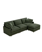 Modular Sectional Sofa,Deep Seat Couch for Living Room, 4 Pillow, Green
