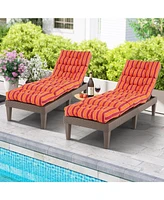 Outdoor Lounge Chaise Cushion with String Ties for Garden Poolside-Red