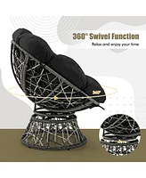 Pe Wicker Papasan Chair with Thick and Removable Cushion