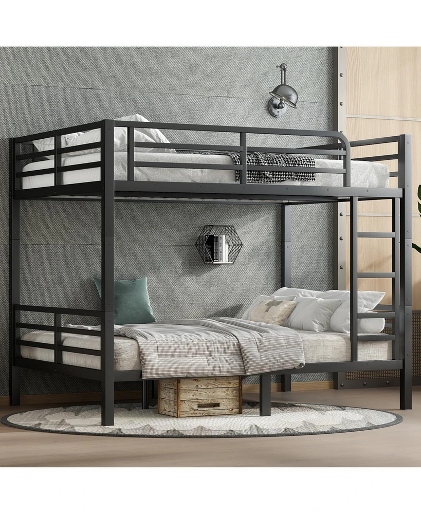 Metal Full over Full Bunk Bed for Teens and Adults,Space-Saving/Noise Reduced/No Box Spring Needed, Black