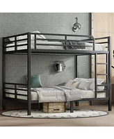 Metal Full over Full Bunk Bed for Teens and Adults,Space-Saving/Noise Reduced/No Box Spring Needed, Black