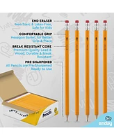 Enday #2 Pencils Bulk - 144 Pack, Pre-Sharpened Wood-Cased Yellow Pencils for Office and Classroom Supplies