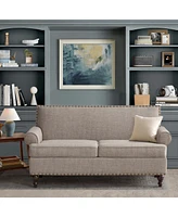 62'' Loveseat Sofa, Mid Century Modern Sofa Couches for Living Room, Upholsteded Love Seats Furniture for Small Space, Bear 500lbs,Brown