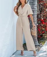 Cupshe Women's Breezy Wide Leg Wrap Jumpsuit