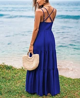 Cupshe Women's Romantic Stroll Blue Maxi Beach Dress