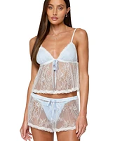 Edikted Women's Laina Contrast Sheer Lace Babydoll Top
