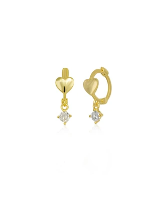Spero London Heart Huggie Hoop Drop Earrings