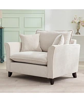Oversized Chenille Armchair with Pillow