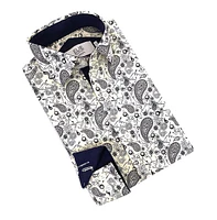 Elie Balleh Big Boys White Paisley Slim Fit Shirt
