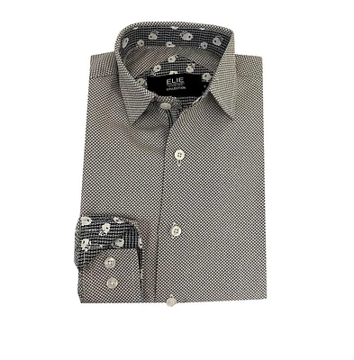 Elie Balleh Little Boys Black Micro Houndstooth Slim Fit Shirt for