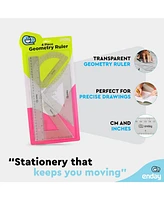 Geometry Plastic Ruler Set, Clear 12 inch/ 30 cm Straight Ruler, Triangle Rulers, Protractor Ruler Tool Set, Transparent School and Office Supplies Ma
