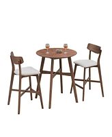 31.5 Inch Oversize Round Bar Table, Wooden High Top Kitchen Dining Table for Pub,Living Room,Restaurant,Cocktail Bar,Walnut