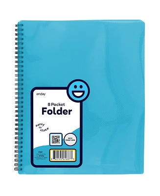 Poly 8 Pocket Folder With Front view Letter Legal Document Organizer Perfect for Office, College, School and More (Red)