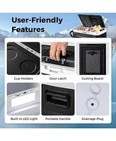 Dual Zone 12V Car Refrigerator for Vehicles Camping Travel Truck Rv Boat Outdoor and Home Use-Black