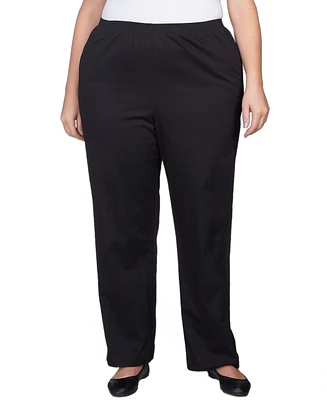 Alfred Dunner Plus Mid-Rise Straight Leg Short Length Casual Pants