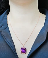 Amethyst (4-1/20 ct. t.w.), Rose de France Amethyst (7/8 ct. t.w.) & Diamond (1/2 ct. t.w.) Halo 18" Pendant Necklace in 14k Rose Gold