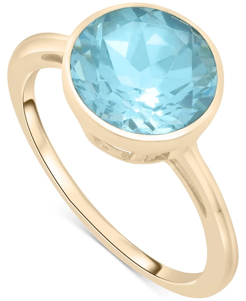 Sky Blue Topaz Bezel Circle Solitaire Statement Ring (3-3/4 ct. t.w.) in 14k Gold