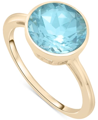 Sky Blue Topaz Bezel Circle Solitaire Statement Ring (3-3/4 ct. t.w.) in 14k Gold