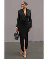 Jluxlabel Women's Hamptons Ribbed Slit Skirt