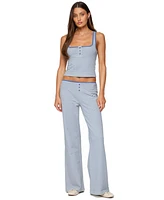 Edikted Women's Monti Striped Henley Tank Top
