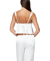 Edikted Women's Izabella Lacey Satin Effect Ruffle Top