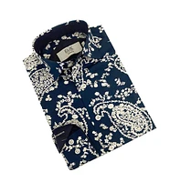 Elie Balleh Big Boys Blue Paisley Slim Fit Shirt
