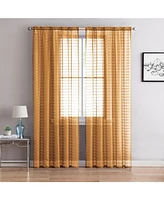 Kate Aurora 2 Piece Rod Pocket Plaid Sheer Voile Window Curtain Panels - 84 in. Long