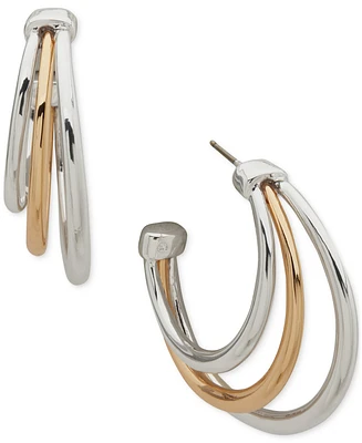 Anne Klein Two-Tone Medium Triple-Row Hoop Earrings, 1.29"